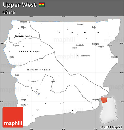Gray Simple Map of Upper West, single color outside