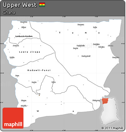 Gray Simple Map of Upper West, single color outside