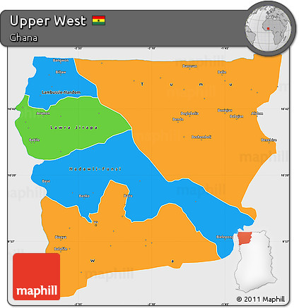 Political Simple Map of Upper West, single color outside