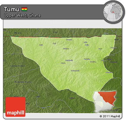 Physical 3D Map of Tumu, darken