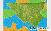 Satellite 3D Map of Tumu, political outside