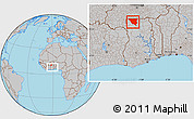 Gray Location Map of Tumu, within the entire country