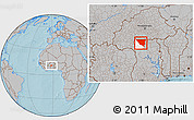 Gray Location Map of Tumu, highlighted parent region, hill shading