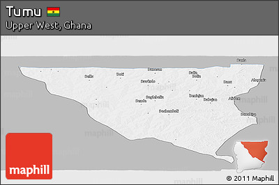 Gray Panoramic Map of Tumu, single color outside