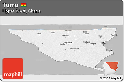 Gray Panoramic Map of Tumu, single color outside
