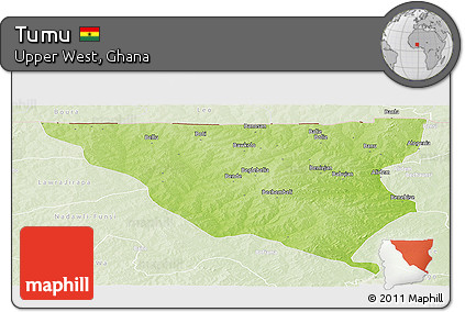 Physical Panoramic Map of Tumu, lighten
