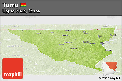 Physical Panoramic Map of Tumu, lighten