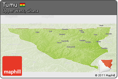 Physical Panoramic Map of Tumu, lighten