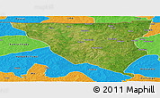 Satellite Panoramic Map of Tumu, political outside