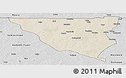 Shaded Relief Panoramic Map of Tumu, desaturated