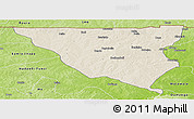 Shaded Relief Panoramic Map of Tumu, physical outside