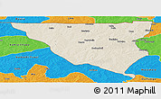 Shaded Relief Panoramic Map of Tumu, political outside