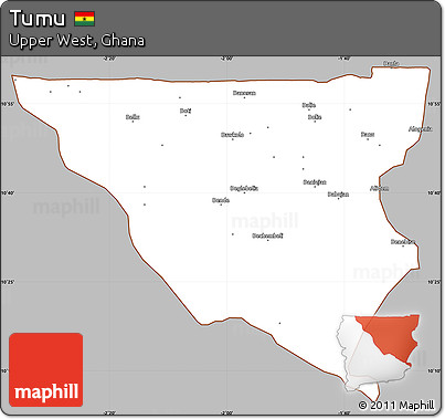 Gray Simple Map of Tumu, cropped outside