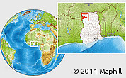 Physical Location Map of Wa, highlighted country, within the entire country