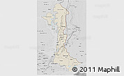 Shaded Relief 3D Map of Volta, desaturated