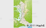 Shaded Relief 3D Map of Volta, physical outside