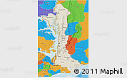 Shaded Relief 3D Map of Volta, political outside
