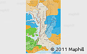 Shaded Relief 3D Map of Volta, political shades outside