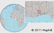 Gray Location Map of Akan Bowire