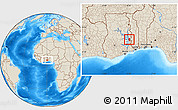 Shaded Relief Location Map of Akan Bowire