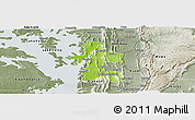 Physical Panoramic Map of Akan Bowire, semi-desaturated