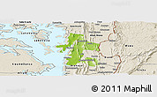 Physical Panoramic Map of Akan Bowire, shaded relief outside