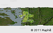 Satellite Panoramic Map of Akan Bowire, darken