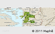 Satellite Panoramic Map of Akan Bowire, shaded relief outside