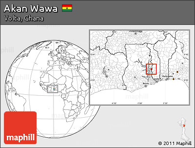 Blank Location Map of Akan Wawa, highlighted parent region, within the entire country