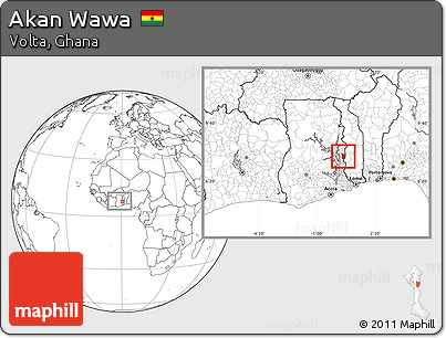 Blank Location Map of Akan Wawa, highlighted parent region, within the entire country