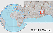 Gray Location Map of Akan Wawa, within the entire country