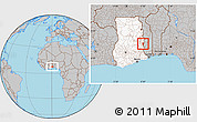 Gray Location Map of Akan Wawa, highlighted country