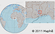 Gray Location Map of Akan Wawa, hill shading