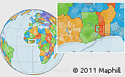 Political Location Map of Akan Wawa, within the entire country