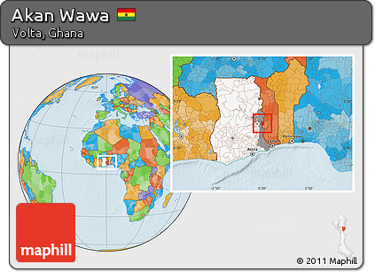 Political Location Map of Akan Wawa, highlighted country, highlighted parent region