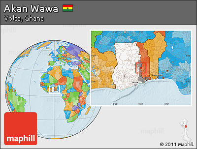 Political Location Map of Akan Wawa, highlighted country, highlighted parent region