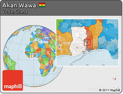 Political Location Map of Akan Wawa, highlighted country, highlighted parent region