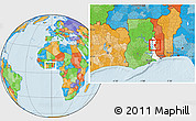 Political Location Map of Akan Wawa, highlighted parent region, within the entire country