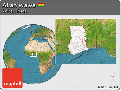 Satellite Location Map of Akan Wawa, highlighted country