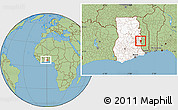 Savanna Style Location Map of Akan Wawa, highlighted country, within the entire country