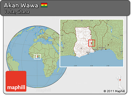 Savanna Style Location Map of Akan Wawa, highlighted country