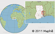 Savanna Style Location Map of Akan Wawa, highlighted country, highlighted parent region, within the entire country
