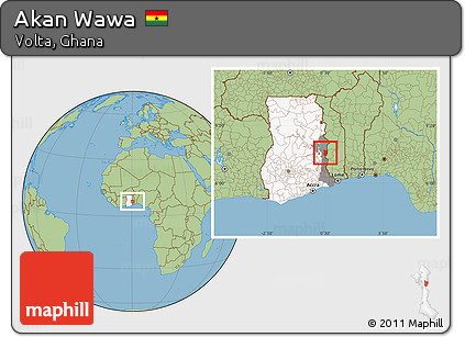 Savanna Style Location Map of Akan Wawa, highlighted country, highlighted parent region