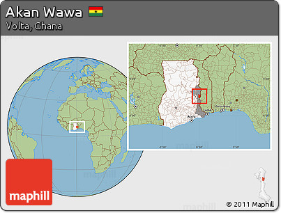 Savanna Style Location Map of Akan Wawa, highlighted country, highlighted parent region