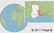 Savanna Style Location Map of Akan Wawa, highlighted country, highlighted parent region