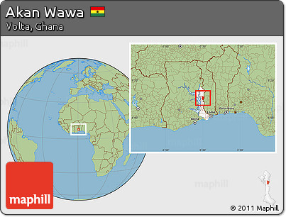 Savanna Style Location Map of Akan Wawa, highlighted parent region