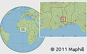 Savanna Style Location Map of Akan Wawa