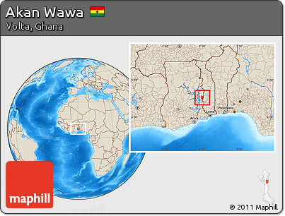 Shaded Relief Location Map of Akan Wawa