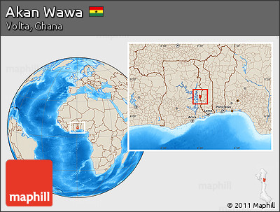 Shaded Relief Location Map of Akan Wawa