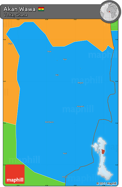 Political Simple Map of Akan Wawa